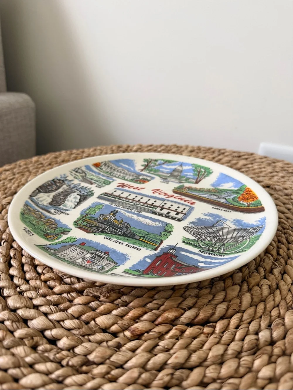 Vintage West Virginia Souvenir Decorative Plate